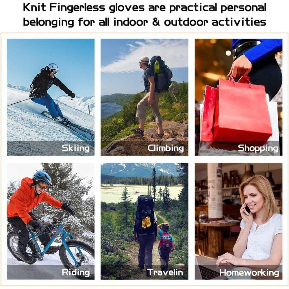 Women's Pink Winter Warm Thermal Insulation Fingerless Texting Wool Gloves - Picture 4 of 6